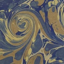 Hand Marbled Paper Combed French Curl Pattern in Dark Blue and Gold ~ Berretti Marbled Arts